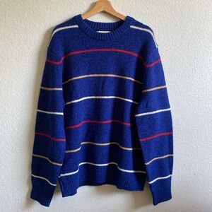 ll Bean Classic Ragg Wool Stripe Crewneck Knit Sweater Size XL NWT